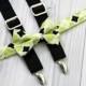 Green and Black Quatrefoil Design Boys Bow Tie and Black Suspenders. Weddings, Church, Concerts, Boys, Toddlers. Babies, Photo shoot
