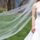 Cathedral length wedding veil; 120" single tier long wedding veil standard veil with edging options - long veil with train