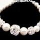 Classic bridal bracelet, wedding bracelet, Pearl bracelet, Swarovski crystal fireballs, Swarovski ivory pearls, wedding jewelry