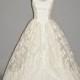 Vintage 50s Wedding Dress, Ivory White Chantilly Lace Wedding Gown with Rosette Accents, XS