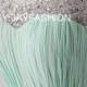 Mint Green Chiffon Simple Bridesmaid prom Dress V Back Sheer Beading Neckline A-line long Prom Dresses with Lace-up - Bridesmaid Dresses