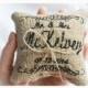Personalized Burlap Wedding ring pillow , MR & MRS wedding pillow , ring pillow, ring bearer pillow with Custom embroidery (LR10)