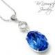 Sapphire Blue Necklace Swarovski Crystal Sapphire Necklace Bridal Silver Necklace Something Blue Bridesmaid Gift Sparkly Blue Jewelry