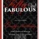 Fifty and Fabulous Damask Birthday Invitation Red 40th 50th 60th ModernTrendy Elegant 5x7 JPG File Invite(80)