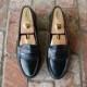 VTG Mens Sz 10 Polo Ralph Lauren Black Leather Slip On Penny Loafers Dress Oxford Perforated Wedding Shoes Preppy High Fashion Boat Shoe