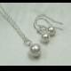 Classic Pearl Bridal Necklace Earrings Set - Pearl Bridal Jewelry Set - Pearl Bridesmaid Necklace Pearl Earrings Minimalist Jewelry