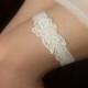 Lace Wedding Garter - Bridal Garter - Pearls & Crystals - Ivory or White Lace  - Wedding Lingerie - "Rosalyn"