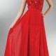 A-line Scoop Neck Chiffon Tulle Sweep Train Appliques Lace Prom Dresses