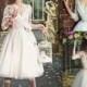 Elegant 3/4 Long Sleeve Short Wedding Dresses Sheer Tea Length Vestido De Novia Tulle Garden Lace Applique Bridal Ball Gowns Cheap Online with $121.05/Piece on Hjklp88's Store 