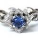 BLOOMING Work Of Art - Flower Rose Lotus Diamond Engagement Ring - Blue sapphire - 14K white gold -fL07 BeautifulPetra Patented design - New