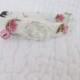 Shabby Chic  Cat Collar with pink bell   Wedding Cat  Breakaway Collar Custom Made