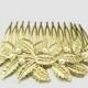 Wedding Gold Hair Comb, Bridal Leaf Headpiece, Brooch Hair Comb, Bridal Vintage Style Leaf Hair Accessories, EMMA
