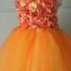 Flower Girl Dress, Tutu Dress, Photo Prop, Shades of Orange, Flower Top, Tutu Dress
