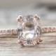 Oval White Sapphire Diamond Engagement Ring in 14K Rose Gold