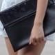 Clear Clutch Black Leather Transparent Wristlet Cross Body Bag Shoulder Handbag for Wedding Party