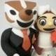 Custom Wisconsin & Ohio Wedding Cake Topper - Unique College Mascot Love Couple with Beautiful Stand