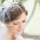 mini birdcage veil, sparkly Swarovski crystals, small birdcage, white wedding veil, wedge veil, small bridal veil, bird cage -STARLIGHT