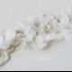 Simple Design Beautiful Small white flower Wedding Bridal Sash Belt with lace and bling ,White Flower Sash. Bridal Dress Sash
