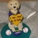 Single Dog Sports Wedding Cake Topper with Team Jersey/ Groom's Cake / Football/single dog sculpture with base/custom design. ANY BREED