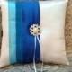 ring bearer pillow custom made white or ivory with royal blue  satin