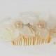 Double Flower Comb, bridal hair accessory, cream flower comb, bridal comb, wedding hair comb, flowers for hair