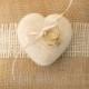 White Felted Heart Ring Pillow , Wedding Bride, Rustic, Country Theme