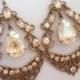 Vintage chandelier earrings, bridal earrings, wedding jewelry, antique brass earrings, rhinestone earrings, Swarovski crystal earrings