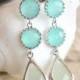 Mint and Turquoise Dangle Earrings in Silver. Wedding Jewelry. Bridesmaids Gifts. Drop Earrings. Bridal Party Jewelry. Mint Aqua Earrings.
