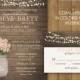 Mason Jar Wedding Invitations - Rustic Wedding Invitations 