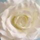 5 inch White Silk Flower Rose Brooch Pin