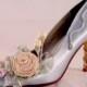 Blue Fairy Princess Silver And Blue Rosebud Bridal Heel, Couture Bridal Shoe, Fairytale Wedding Shoes, Garden Wedding Faerie Shoes