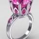 Classic 10K White Gold Marquise And 5.0 CT Round Pink Sapphire Solitaire Ring R160-10KWGPSS