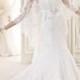 JW15148 Elgant strapless lace mermaid wedding dress with short lace cape