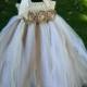 Gorgeous Ivory and Beige Multi Layered Tutu Dress - tulle dress, flower girl dress, pageant, photos, birthday, wedding - Ready to Ship