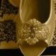 Custom Bridal Flat Open Peep Toe Shoe 1/2" Heel Low Heel Pump Beaded Pearl Crystals Wedding Shoe Low HeelPump