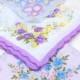 Vintage purple floral handkerchief set of 3 & gift box.Crafts,Wedding,Bridesmaid gift,Bridal Shower Favor,Tea Party Favor,Get well gift