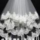 Lace wedding veil bridal , 2 Tier veil with comb bridal lace veil, Short bride Veil Ivory