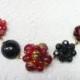 SALE -Vintage Earring Bracelet - RED beading - black accents - gold tone - vintage Wedding- vintage BRIDESMAID - Heirloom Keepsake jewelry
