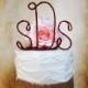 Personalized Rustic Monogram Cake Topper, Shabby Chic Wedding Cake Topper with Your Initials, Monogram Cake Topper
