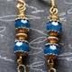 Long Gold Earrings, Blue Gold Earrings, Something Blue, Wedding Earrings, Filigree Earrings, Blue Crystal Jewelry, SRAJD