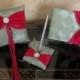 3 Pieces Set Custom Made to your Colors Guest Book, Pen Set & Ring Bearer Pillow  with Sash and Swarovski Crystal Flower
