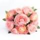 CLUTCH BOUQUET Ruffle Petaled Ranunculus Bouquet in Two Tone Pink and CREAM - silk flowers, artificial flowers