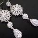 Crystal Bridal earrings, Wedding jewelry, Long Wedding earrings, Vintage style earrings, Rose Gold, Swarovski earrings, Rhinestone earrings