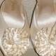 Daniel Green 1950s Ivory Satin Peep Toe Heels with Flower Pom, 50s Bridal Boudoir Slippers, Sz 7 - 7.5 Vintage Wedding Pinup Shoes