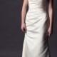 JW15152 simple strappy v neck satin sheath wedding dress
