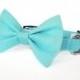 Aqua blue - cat and dog bow tie collar set, aqua dog bow tie collar set, blue cat bow tie collar set, aqua cat collar, dog wedding bow tie