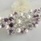 Bridal Purple Swarovski Crystal Pearl Wedding Comb,Wedding Hair Accessories,Vintage Style Amethyst Leaf Rhinestone Bridal Hair Comb,PAMELA