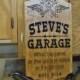 Garage Sign Personalized Wooden Carved Stained Housewarming Gift Tool Image Engraved Plaque Groomsmen Gift Established Date 18 x 11 Pine 756