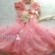 Flower girl dress, Pink Chiffon Embellished Lace Dress set,Girls dress,baby dress,1st Birthday dress, wedding flower girl,Pink dress,Wedding