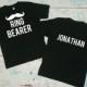 Ring Bearer T-Shirt with name and mustache. Ring Bearer shirt. Wedding Usher t-shirt for boy in wedding party. Ring Security